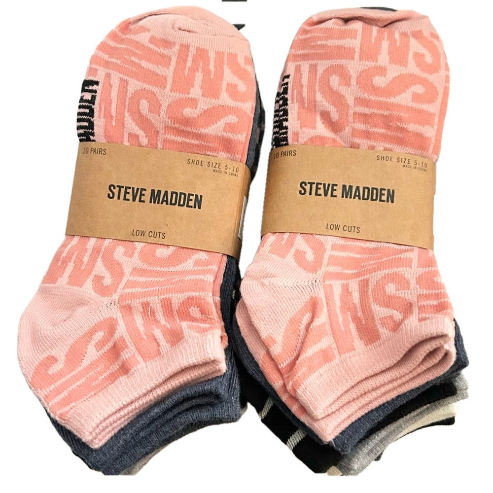 Steve Madden Woman’s Low Cut Socks 20 Pairs Shoe size 5 - 10 Peach gray Black
